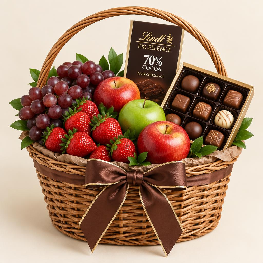Presentkorg Frukt & Choklad
